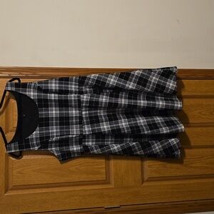 Textured knit plaid knee-length dress